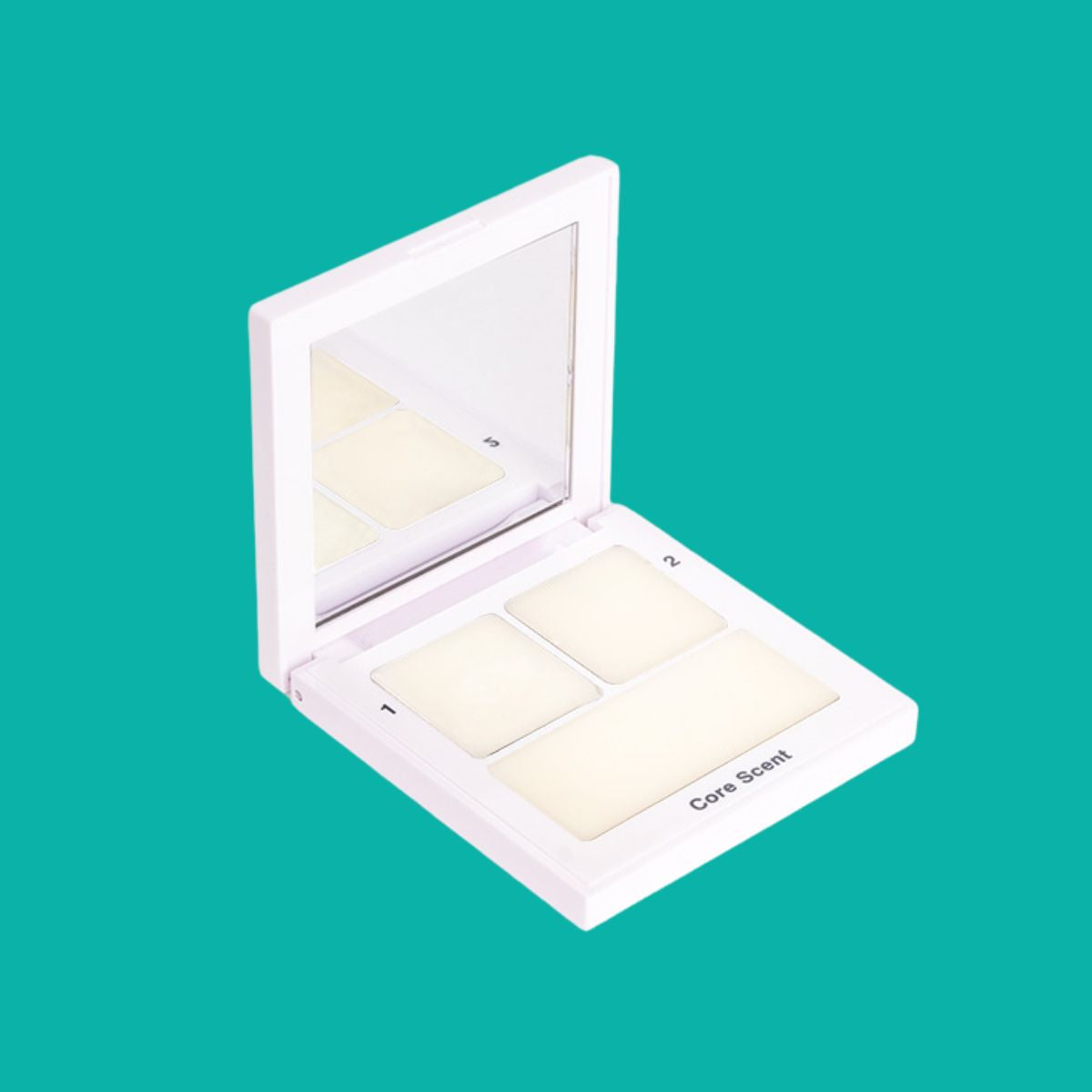 A minimalist desk with a lamp, plant, laptop, notebooks, and coffee beans.