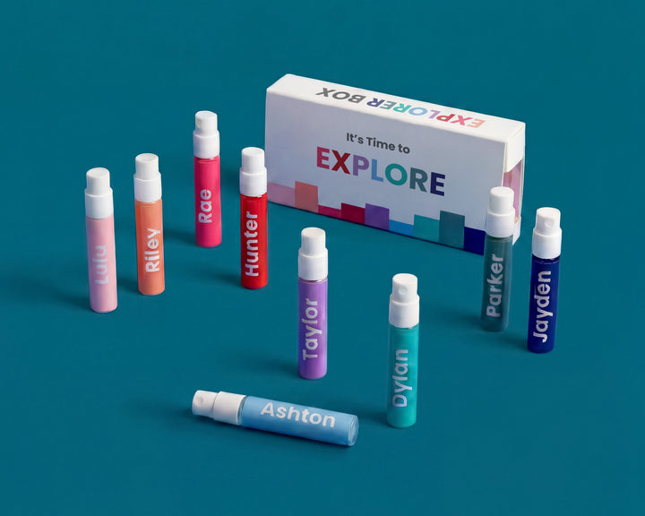 Explorer Box with fragrance vials and score card
