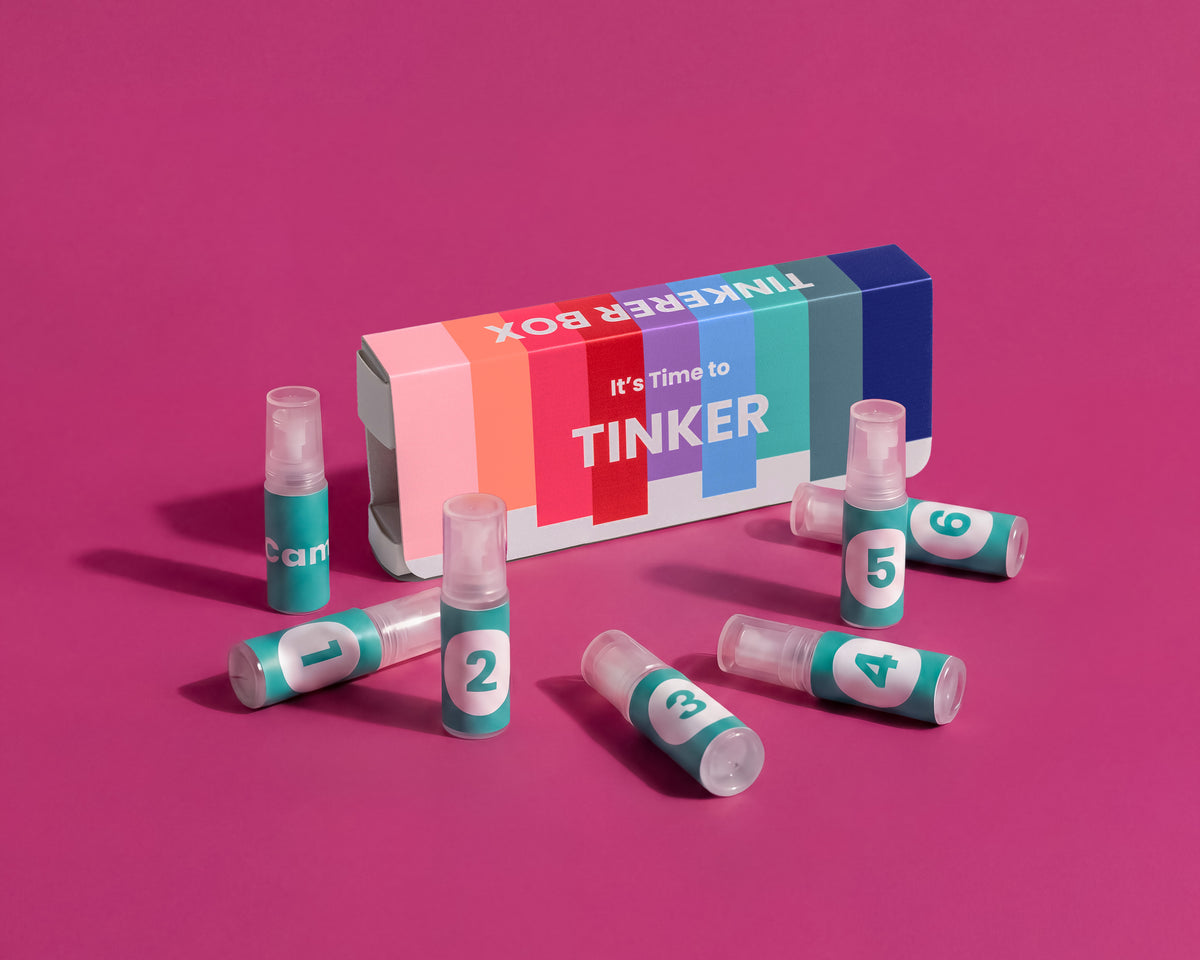 Tinkerer Box with 6 custom numbered scent samples