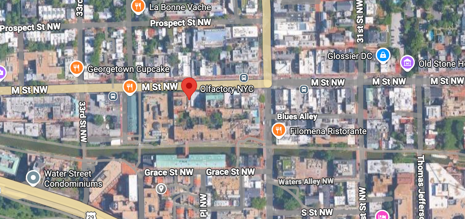 Map showing Olfactory NYC at 3242 M Street, Washington, DC